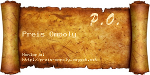 Preis Ompoly névjegykártya